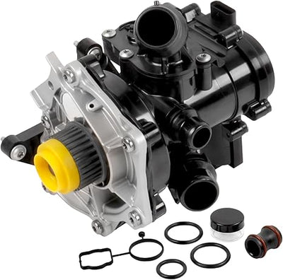 Conjunto de termostato da bomba de água elétrica 06L121012A com juntas para Audi A3, Q3, Q7, Beetle e Passat 2.0L (auxiliar). Substitui as peças originais 06L121111J, 06L121111H e 06L121111G.