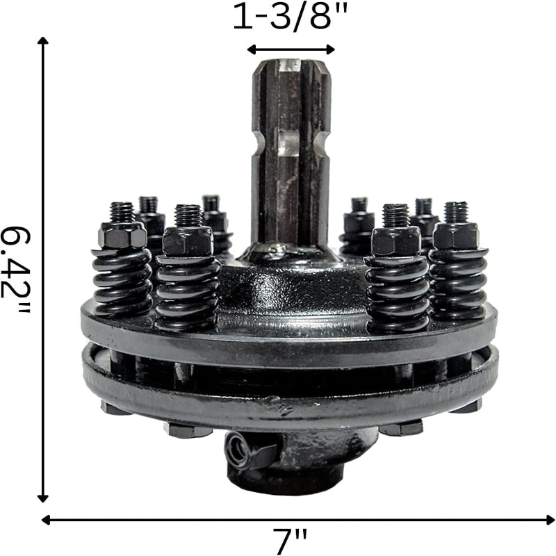 Tractor PTO Slip Clutch 1-3/8" x 6-Spline Both Ends, Adjustable Friction Clutch 30-50 HP 900 Nm for Rotary Cutter PTO Driveline