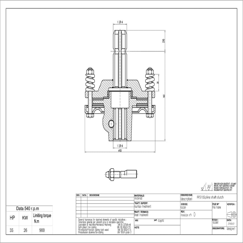 Tractor PTO Slip Clutch 1-3/8" x 6-Spline Both Ends, Adjustable Friction Clutch 30-50 HP 900 Nm for Rotary Cutter PTO Driveline