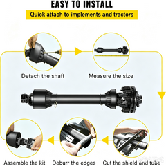 Series 4 PTO Shaft 1-3/8" 6-Spline Tractor End & Round Implement End 43"-57" with Slip Clutch for Bush Hog Finish Mower & Rotary,Replacement Driveline
