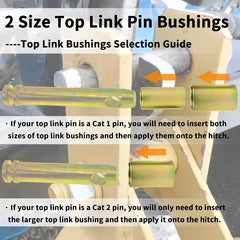 TK95029 Cat 1 Quick Hitch Bushings Kit 1-3/8" x 1-7/16" with 4 Pins & Linch Pins for 3-Point Hitch Adapter (2 Pairs)