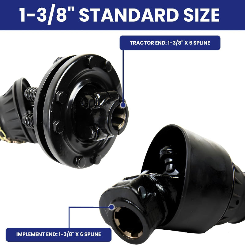 Series 5 PTO Shaft 1-3/8" 6-Spline Both Ends 43"-57" with Slip Clutch for Finish Mower & Ag Implement,Replacement for Bush Hog T5