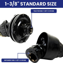 Series 5 PTO Shaft 1-3/8" 6-Spline Both Ends 43"-57" with Slip Clutch for Finish Mower & Ag Implement,Replacement for Bush Hog T5