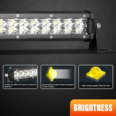 15 Inch 108W Dual Row Slim LED Light Bar, Spot Beam, IP67 Waterproof, 12V/24V for Truck, ATV, UTV, Excavator, Tractor | Off-Road Work Light
