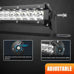 15 Inch 108W Dual Row Slim LED Light Bar, Spot Beam, IP67 Waterproof, 12V/24V for Truck, ATV, UTV, Excavator, Tractor | Off-Road Work Light