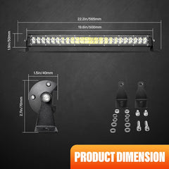 15 Inch 108W Dual Row Slim LED Light Bar, Spot Beam, IP67 Waterproof, 12V/24V for Truck, ATV, UTV, Excavator, Tractor | Off-Road Work Light