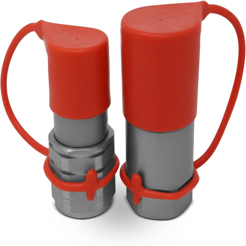 Flat Face Hydraulic Quick Coupler Set 1/2",Skid Steer Flat Face Hydraulic Quick Connect Couplers/Couplings Set w/Dust Caps,Connect Under Pressure,No Spill