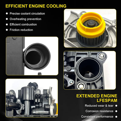 06L121012A Electric Water Pump Thermostat Assembly Coolant Pump With Gaskets for A3 Q3 Q7 Beetle Passat 2.0L Auxiliary Replace OE 06L121111J, 06L121111H, 06L121111G buymachineryparts