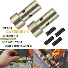 Cat 1 Quick Hitch Adapter Bushings 2 Pairs,OD Steel Zinc-Plated+8 Roll Pins,For 3-Point Quick Hitch Speeco John Deere