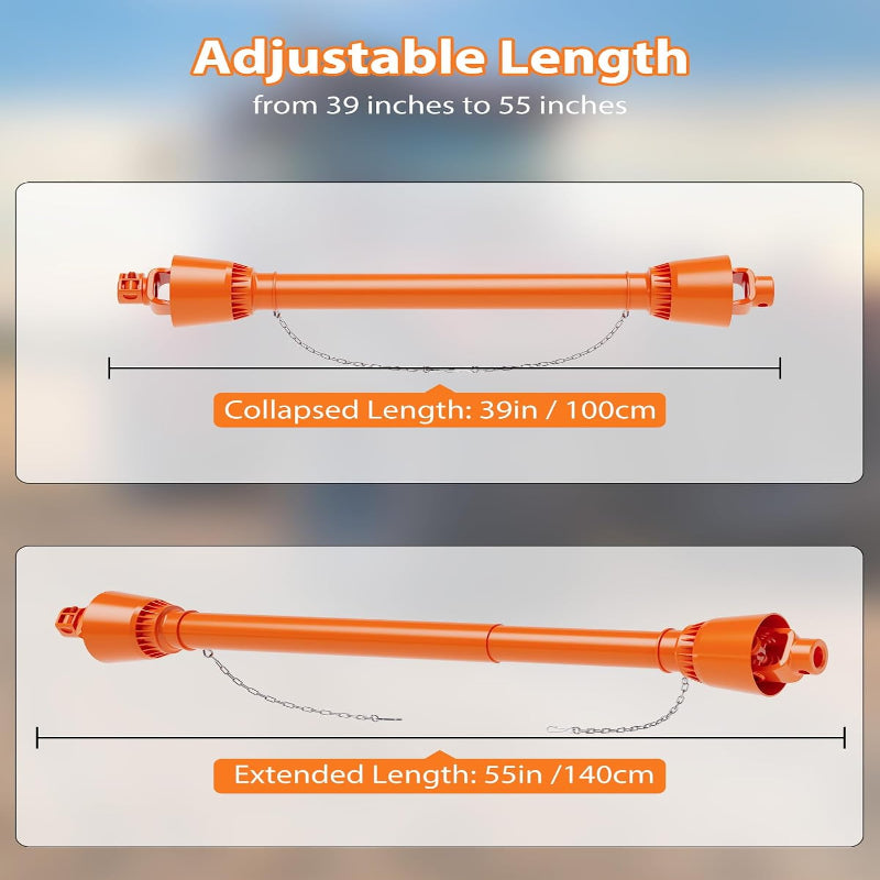 Series 4 PTO Drive Shaft 1-3/8" 6-Spline Tractor End & Round Implement End 39"-55" for Bush Hog Finish Mower & Rotary,Replacement Driveline