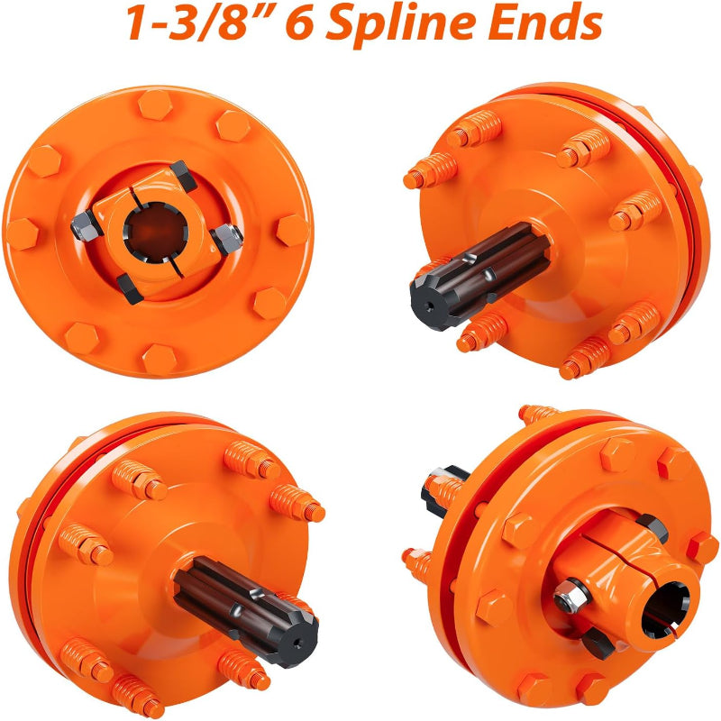 PTO Slip Clutch Assembly 1-3/8" 6-Spline Friction Slip Clutch for Rotary Cutter Brush Cutter Mower,Overload Torque Protection for Tractor PTO Driveline