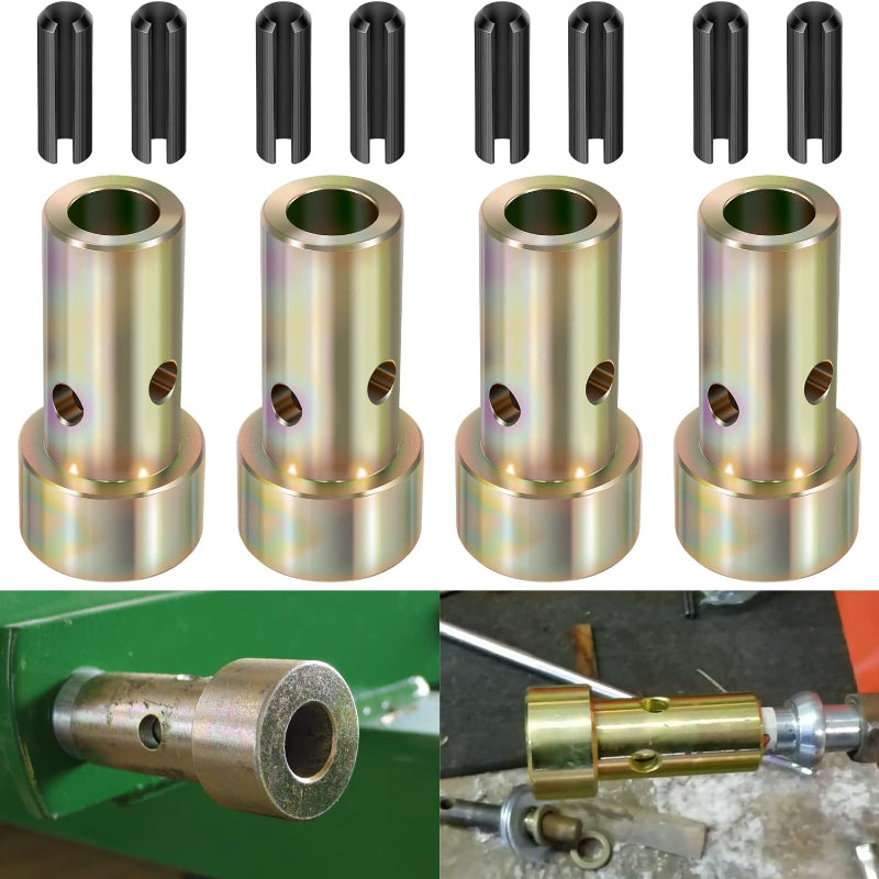 Cat 1 Quick Hitch Adapter Bushings 2 Pairs,OD Steel Zinc-Plated+8 Roll Pins,For 3-Point Quick Hitch Speeco John Deere