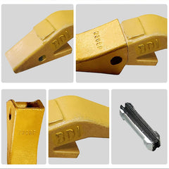 U43792 Weld-On Bucket Tooth Adapter + 23/230 Bucket Teeth with TF23P Flex Pins, for Skid Steer & Excavator,Aftermarket Replacement