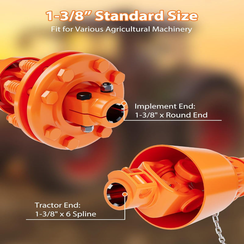 Series 4 PTO Shaft 1-3/8" 6-Spline Both Ends 31.5"-41" with Slip Clutch for Bush Hog Finish Mower & Rotary,Replacement Driveline