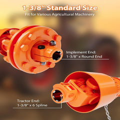Wide Angle PTO Shaft,43-57 Inch PTO Shaft,1-3/8 Inch 6 Spline Brush Hog Drive Shaft with Slip Clutch, Series 5 Tractor PTO Driveline for Rotary Mower Tiller