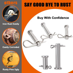 380 Pcs Heavy Duty Pin Kit-Hitch,Lynch,R-Clips,Hair&PTO Pins for Trucks,Trailers,Tractors,Mowers,3-Point Accessories,Zinc Plated Assortment