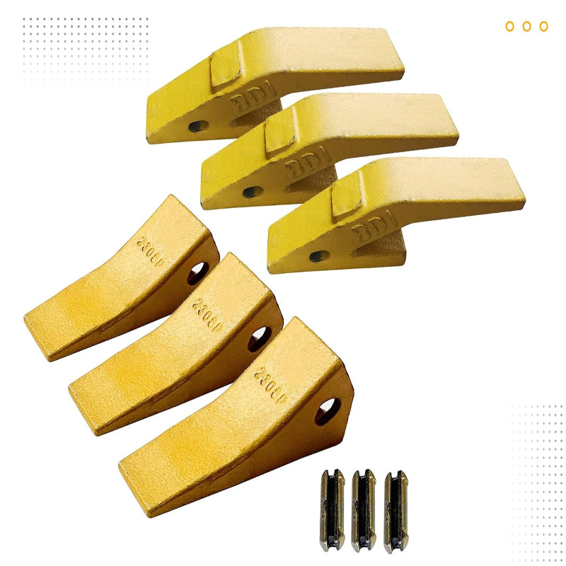 U43792 Weld-On Bucket Tooth Adapter + 23/230 Bucket Teeth with TF23P Flex Pins, for Skid Steer & Excavator,Aftermarket Replacement