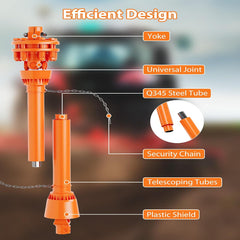 Wide Angle PTO Shaft,43-57 Inch PTO Shaft,1-3/8 Inch 6 Spline Brush Hog Drive Shaft with Slip Clutch, Series 5 Tractor PTO Driveline for Rotary Mower Tiller