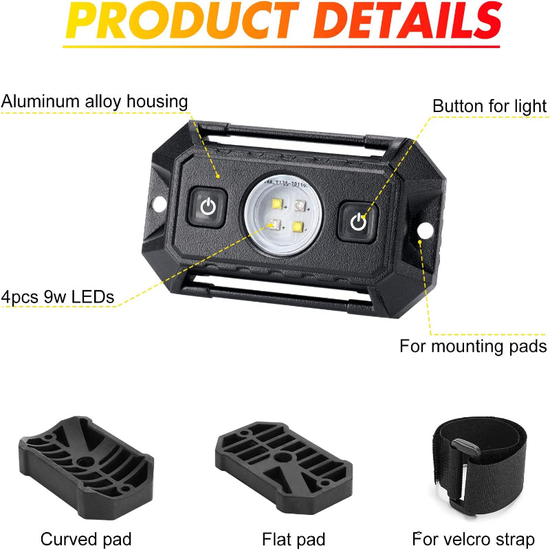 12-24V LED Dome Light IP68 Roll Bar / Surface Mount Cab Interior Light with Switch for Excavator Truck UTV ATV (White/Green)