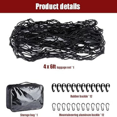 Truck Bed Cargo Net with 24 Metal Carabiners,Pickup Truck Bed Organizer Net,Compatible with Ford Chevy Dodge Ram Toyota