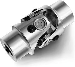 3/4" Round x 3/4" -36 Spline Chrome Steering Universal Joint Single U Joint Shaft,Total Length: 83mm (3-1/4")