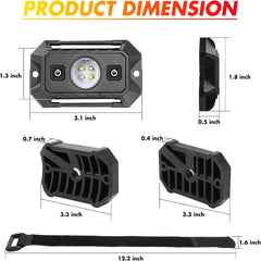 12-24V LED Dome Light IP68 Roll Bar / Surface Mount Cab Interior Light with Switch for Excavator Truck UTV ATV (White/Green)