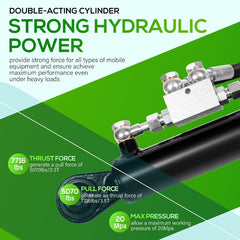 Hydraulic Top Link Cat. 1-1 with Locking Block 20-7/8"-31-7/8", Double-Acting Hydraulic Cylinder with 2 Hoses & Two-Way Check Valve for Tractor/Excavator