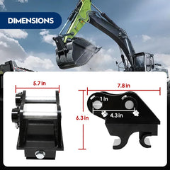 Mini Excavator Quick Coupler 25mm 0.8-3 Ton - Alloy Steel Quick Hitch for Bucket Swap (Universal Fit)