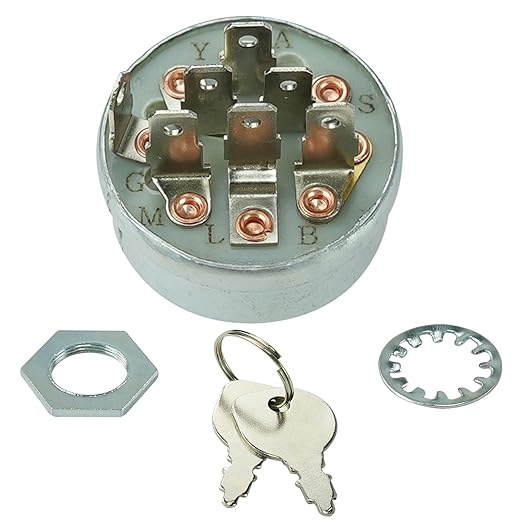 4 Position 7 Terminal Ignition Switch With 2 Keys 725-1717 925-1717 33-383 140301 532140301 for MTD Cub Cadet White Outdoor Poulan Husqvarna Jonsered Tractor