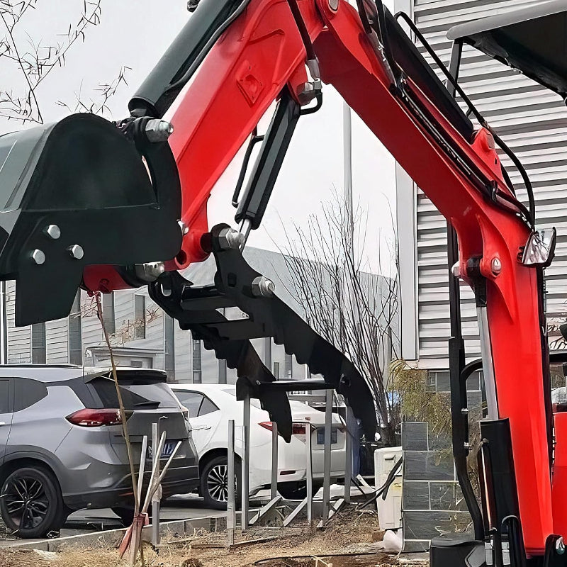 Hydraulic Thumb Clip for Mini Excavators up to 2 Tons - with 2 Hydraulic Hoses & Screws, Manganese Steel | Universal Fit 3-Hole Arm