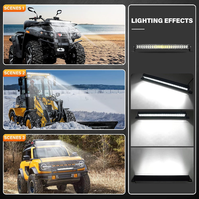 15 Inch 108W Dual Row Slim LED Light Bar, Spot Beam, IP67 Waterproof, 12V/24V for Truck, ATV, UTV, Excavator, Tractor | Off-Road Work Light