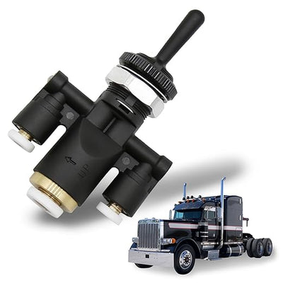 Interruptor de palanca para ventana de aire 818-0007-000 de 1/4 de pulgada - Compatible con camiones Peterbilt 379 y Kenworth, reemplaza a 8180007000, Interruptor de palanca eléctrico para válvula de aire para accesorios Peterbilt 379