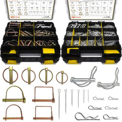 380 Pcs Heavy Duty Pin Kit-Hitch,Lynch,R-Clips,Hair&PTO Pins for Trucks,Trailers,Tractors,Mowers,3-Point Accessories,Zinc Plated Assortment