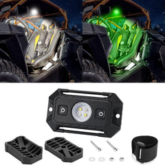 12-24V LED Dome Light IP68 Roll Bar / Surface Mount Cab Interior Light with Switch for Excavator Truck UTV ATV (White/Green)