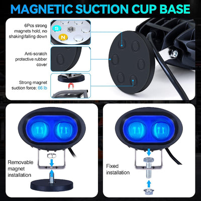 Magnetic LED Forklift Blue Spot Safety Light 20W 6D Lens Pedestrian Warning Beam IP68 Waterproof 6063 Aluminum Housing Universal for Forklift Loader Excavator Warehouse