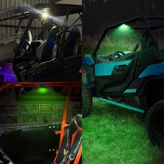 12-24V LED Dome Light IP68 Roll Bar / Surface Mount Cab Interior Light with Switch for Excavator Truck UTV ATV (White/Green)
