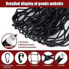 Truck Bed Cargo Net with 24 Metal Carabiners,Pickup Truck Bed Organizer Net,Compatible with Ford Chevy Dodge Ram Toyota