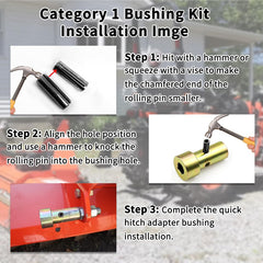 TK95029 Cat 1 Quick Hitch Bushings Kit 1-3/8" x 1-7/16" with 4 Pins & Linch Pins for 3-Point Hitch Adapter (2 Pairs)