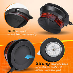 Magnetic Led Beacon Light Amber 12-24V,Strong Magnet Mount 7 Flash Modes,For Forklift Excavator Tractor Truck Snow Plow,IP67 Waterproof