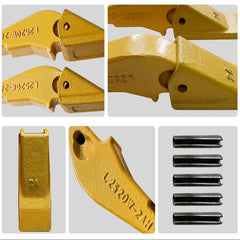 Wear Parts Weld-on Flush Mount 2AH Bucket Shanks + Original Fab 2A Bucket Teeth with Pins, for Mini Excavator & Small Backhoe,Aftermarket Replacement