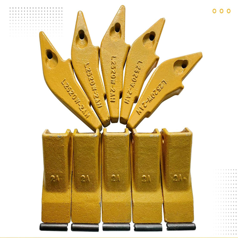 Wear Parts Weld-on Flush Mount 2AH Bucket Shanks + Original Fab 2A Bucket Teeth with Pins, for Mini Excavator & Small Backhoe,Aftermarket Replacement