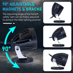 Magnetic LED Forklift Blue Spot Safety Light 20W 6D Lens Pedestrian Warning Beam IP68 Waterproof 6063 Aluminum Housing Universal for Forklift Loader Excavator Warehouse