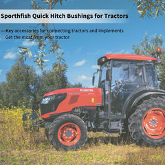 TK95029 Cat 1 Quick Hitch Bushings Kit 1-3/8" x 1-7/16" with 4 Pins & Linch Pins for 3-Point Hitch Adapter (2 Pairs)