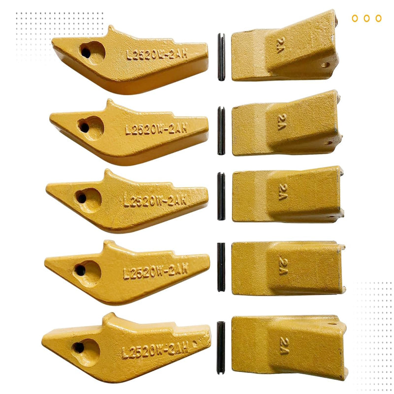 Wear Parts Weld-on Flush Mount 2AH Bucket Shanks + Original Fab 2A Bucket Teeth with Pins, for Mini Excavator & Small Backhoe,Aftermarket Replacement