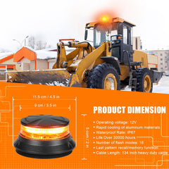Magnetic Led Beacon Light Amber 12-24V,Strong Magnet Mount 7 Flash Modes,For Forklift Excavator Tractor Truck Snow Plow,IP67 Waterproof