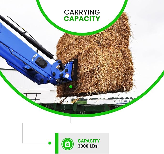 49" Hay Bale Spear 3000 LBs Capacity, C-2 Bale Spike Square Tapered Forged - 1 3/4" Conus 2, Bale Hay Spike with Hex Nut