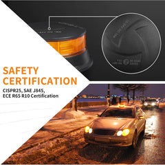 Amber LED Warning Light, 30 LEDs 12/24V 3 Flash Modes & 4 Rotation Patterns, IP67 Screw-Mount Beacon for Agricultural Machinery, Tractors, Excavators