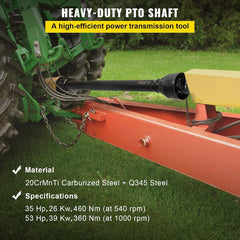 PTO Shaft 1 3/8 Inch Series 4 39 to 55 Inch with Slip Clutch 6 Spline Tractor End Round Implement End 35HP PTO Driveline Shaft for Bush Hog Finish Mower Rotary Cutter