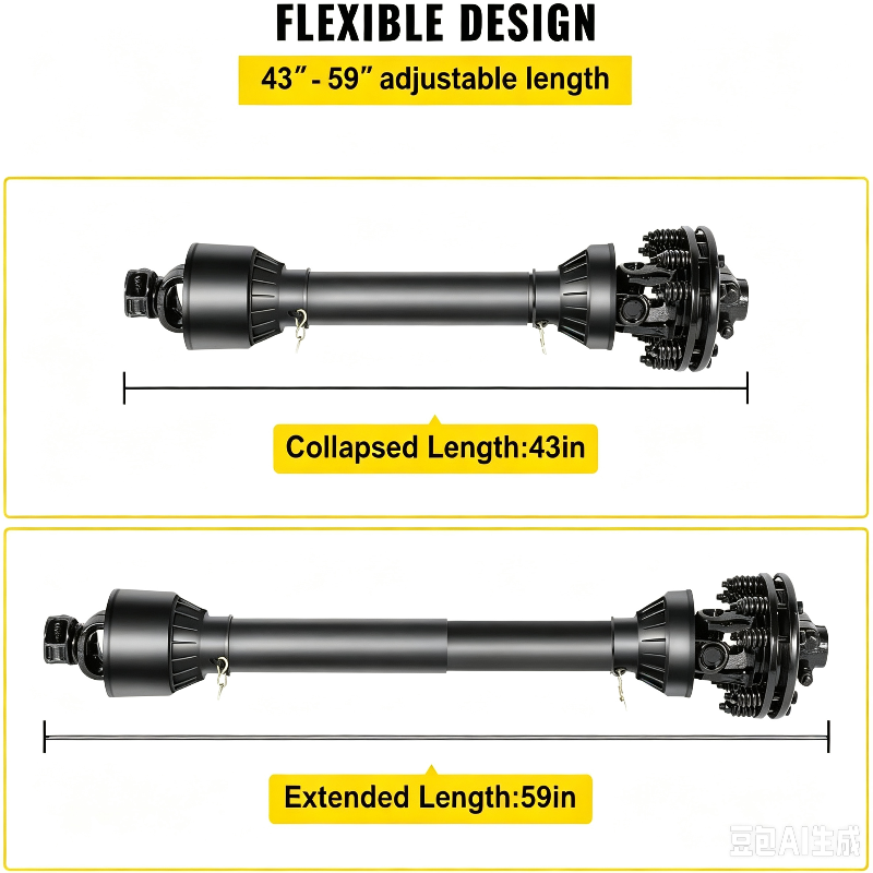 Series 4 PTO Shaft 1-3/8" 6-Spline Tractor End & Round Implement End 43"-57" with Slip Clutch for Bush Hog Finish Mower & Rotary,Replacement Driveline