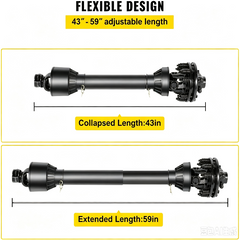 Series 4 PTO Shaft 1-3/8" 6-Spline Tractor End & Round Implement End 43"-57" with Slip Clutch for Bush Hog Finish Mower & Rotary,Replacement Driveline